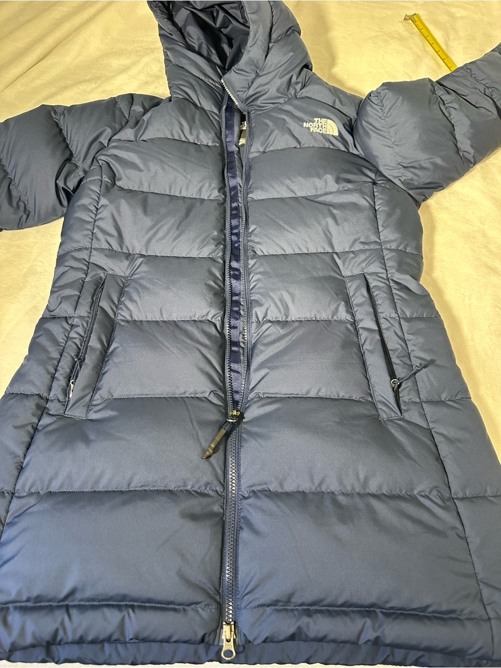The North Face women’s Gotham Mid Parka 550-Down Winter Jacket Hooded Blue large